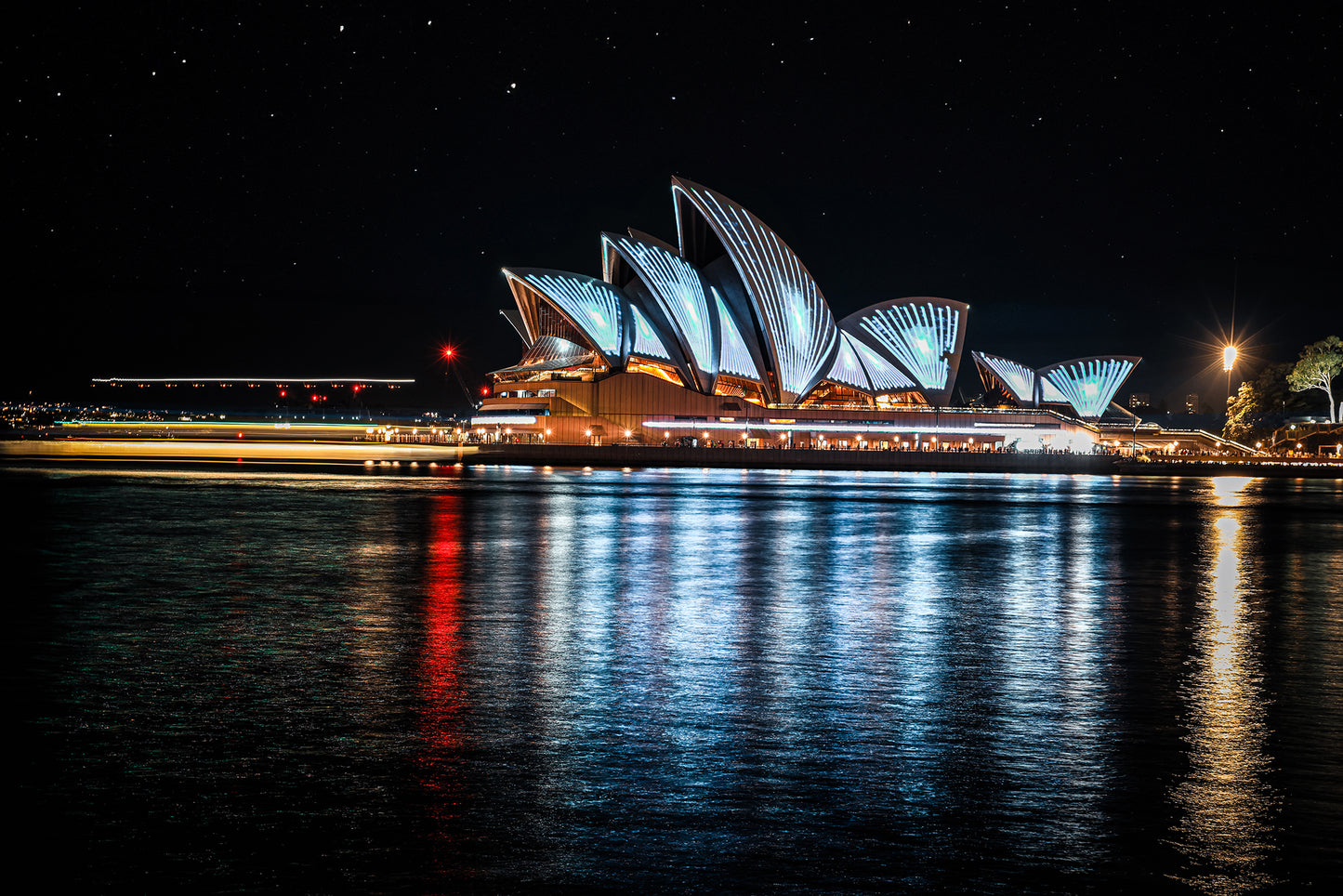 Vibrant Neon-lit Opera House