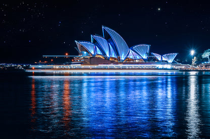 Futuristic Blue Neon Opera House